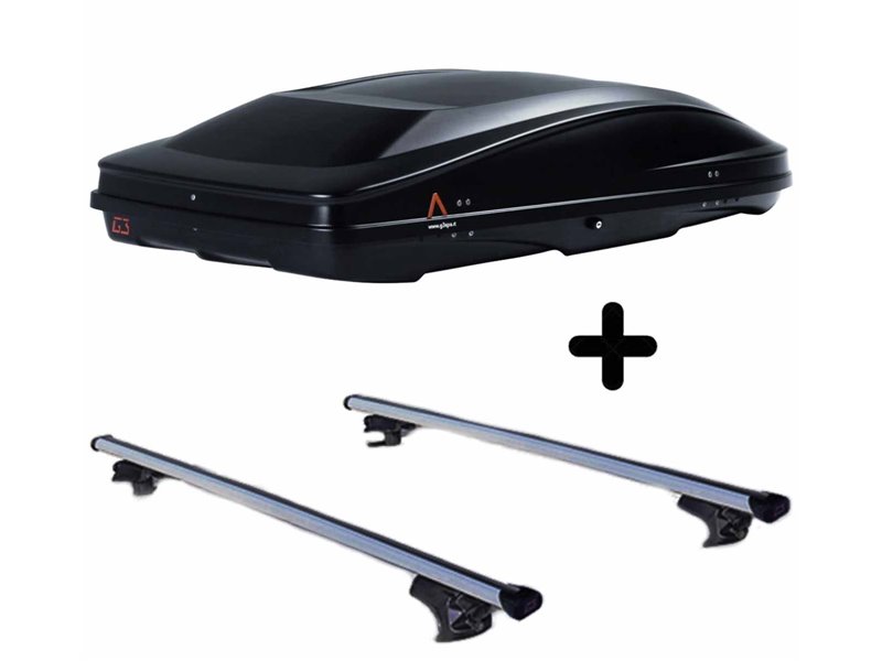 Set BOX + Barre Portatutto per CITROEN C5 SW dal 2001 al 2008 capiente 420 Litri Nero con 2 Serrature Barre 127 CM c/Serratura