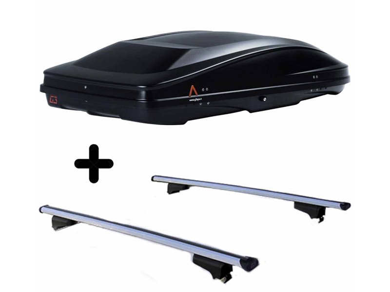 Set BOX + Barre Portatutto per ASTRA SW/Sport Tourer 2004-2015 capiente 420 Litri Nero con 2 Serrature Barre 110 CM c/Serratura