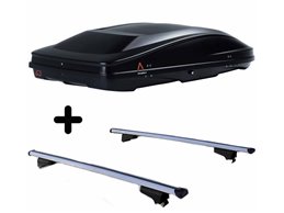 Set BOX tetto con Barre per SAAB 9.3 SW dal 2002 al 2011 capiente 420 Litri Colore Nero con 2 Serrature Barre 127 CM c/Serratura