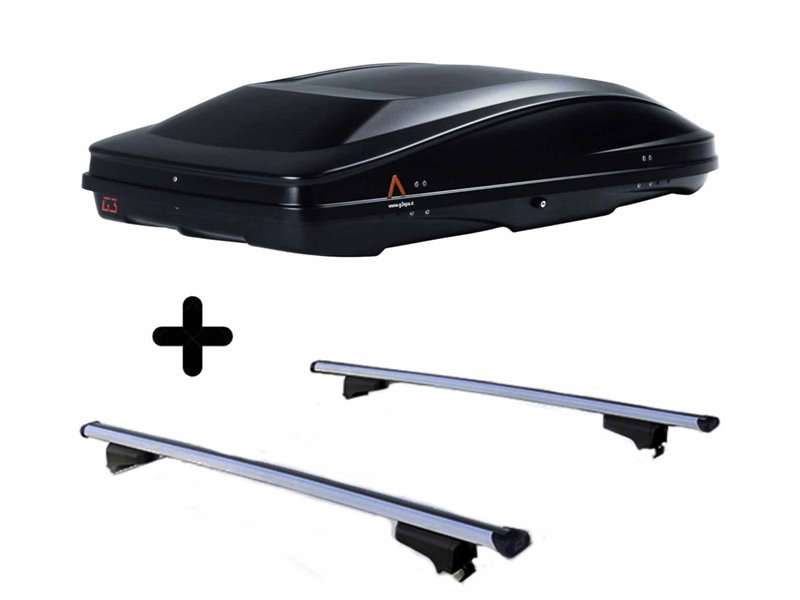 Set BOX tetto con Barre per SAAB 9.3 SW dal 2002 al 2011 capiente 420 Litri Colore Nero con 2 Serrature Barre 127 CM c/Serratura