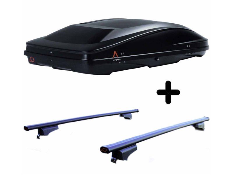 Set BOX + Barre Portatutto per FIAT IDEA dal 2004 in poi capiente 420 Litri Colore Nero con 2 Chiavi Barre 127 CM + Kit Attacchi