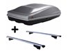 Set Baule + Barre Auto per TOYOTA AVENSIS dal 1999 al 2009 capiente 420 Litri Nero con 2 Serrature Barre 127 CM c/Kit Attacchi