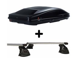Set Baule + Barre Auto per DS DS4 dal 2021 in poi capiente 420 Litri Colore Nero con 2 Serrature Barre 127 CM c/Kit Attacchi