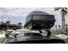 Set Baule + Barre Auto per DS DS4 dal 2021 in poi capiente 420 Litri Colore Nero con 2 Serrature Barre 127 CM c/Kit Attacchi