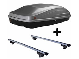 Set Baule + Barre Auto per DAEWOO NUBIRA SW dal 2003 capiente 240 Litri in Grigio chiaro con Serratura Barre 110 CM c/Serratura