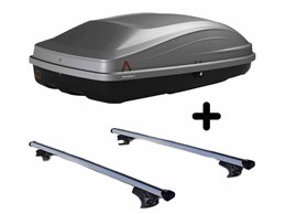 Set Baule + Barre Auto per JAGUAR X-TYPE dal 2004 al 2008 capiente 240 Litri Colore Grigio con Chiave Barre 110 CM c/Serratura