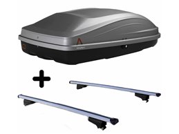 Set BOX + Barre Portatutto per FIAT STILO WEEKEND del 2007 capiente 240 Litri Colore Grigio con Chiave Barre 110 CM c/Serratura