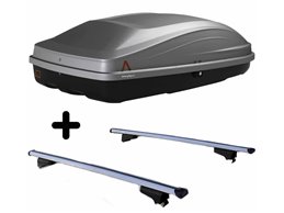 Set BOX tetto con Barre per FORD KUGA dal 2012 al 2020 capiente 240 Litri in Grigio chiaro con Chiave Barre 127 CM c/Serratura