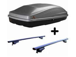 Set BOX + Barre Portatutto per MERCEDES GLA dal 2013 al 2019 capiente 240 Litri Grigio con Serratura Barre 110 CM + Kit Attacchi