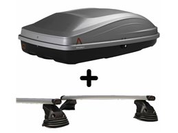 Set Baule + Barre Auto per NISSAN JUKE dal 2020 in poi capiente 240 Litri Colore Grigio con Chiave Barre 127 CM c/Kit Attacchi