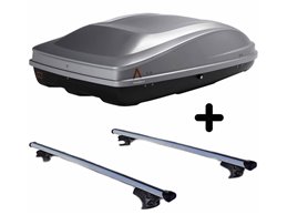 Set Baule + Barre Auto per DAEWOO NUBIRA SW dal 2003 capiente 330 Litri in Grigio chiaro con Serratura Barre 110 CM c/Serratura