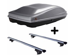 Set BOX + Barre Portatutto per SCENIC CONQUEST / X-MOD Cross capiente 330 Litri Grigio con Serratura Barre 127 CM c/Serratura