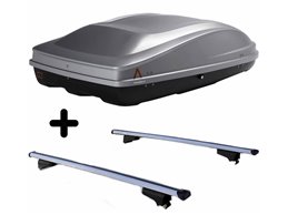 Set BOX + Barre Portatutto per NISSAN PATHFINDER 2005-2010 3/5P capiente 330 Litri Grigio con Serratura Barre 110 CM c/Serratura