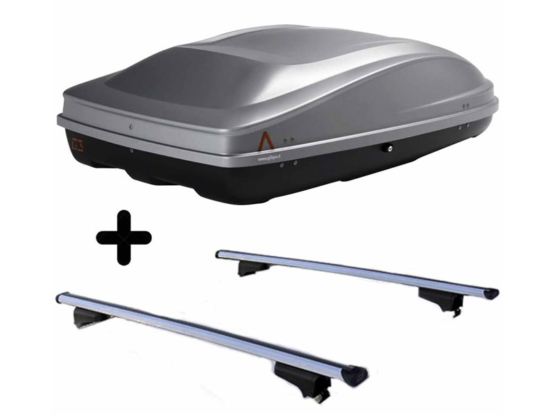Set BOX + Barre Portatutto per CITROEN E-BERLINGO dal 2023 capiente 330 Litri Colore Grigio con Chiave Barre 110 CM c/Serratura