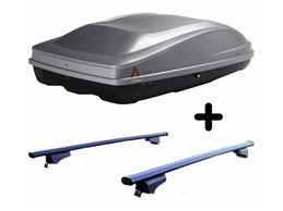 Set BOX + Barre Portatutto per DACIA DUSTER anni 2014 2018 capiente 330 Litri Grigio con Serratura Barre 110 CM + Kit Attacchi