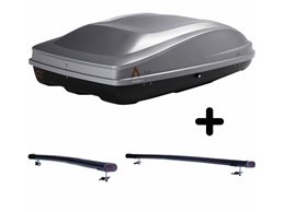 Set Baule + Barre Auto per BMW X3 F25 anni 2004 2006 capiente 330 Litri in Grigio chiaro con Chiave Barre 122 CM + Kit Attacchi