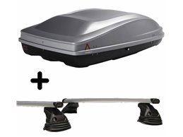 Set Baule tetto + Barre per SEAT AROSA dal 1997 in poi capiente 330 Litri Colore Grigio con Chiave Barre 110 CM c/Kit Attacchi