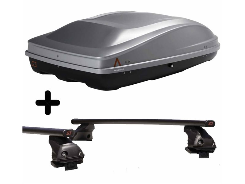 Set Baule + Barre Auto per HONDA CR-V dal 2017 in poi capiente 330 Litri in Grigio chiaro con Chiave Barre 127 CM + Kit Attacchi