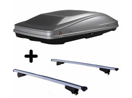 Set BOX + Barre Portatutto per SKODA ROOMSTER dal 2006 al 2010 capiente 420 Litri Grigio con Serratura Barre 110 CM c/Serratura