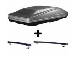 Set Baule + Barre Auto per CIVIC Aerodeck/SHUTTLE 1995-2001 capiente 420 Litri Grigio con Serratura Barre 122 CM + Kit Attacchi