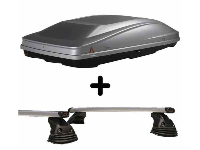 Set BOX + Barre Portatutto per FORD C-MAX dal 2010 al 2014 capiente 420 Litri Grigio con Serratura Barre 147 CM c/Kit Attacchi
