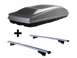 Set BOX + Barre Portatutto per AUDI 80 AVANT dal 1996 in poi capiente 390 Litri Grigio con Serratura Barre 110 CM c/Serratura