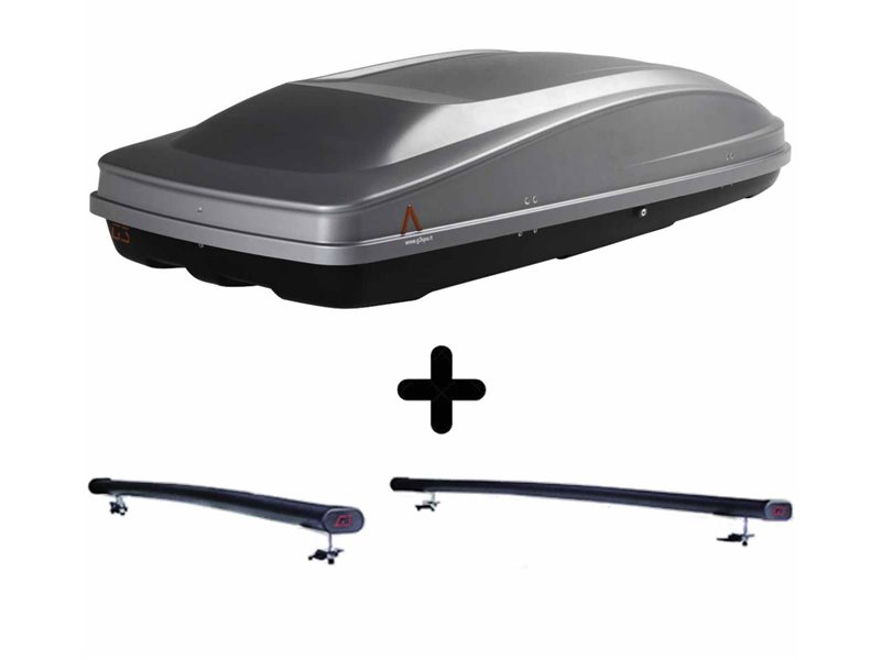 Set Baule + Barre Auto per CITROEN C5 SW dal 2001 al 2008 capiente 390 Litri Grigio con Serratura Barre 122 CM + Kit Attacchi