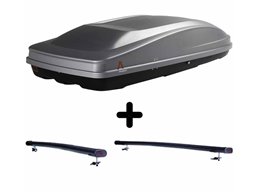 Set Baule + Barre Auto per KIA CEE'D SW dal 2007 al 2012 capiente 390 Litri Colore Grigio con Chiave Barre 122 CM + Kit Attacchi